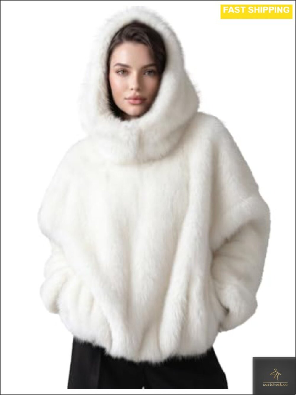 Oversized Hooded Faux Fur Coat Pullover Winter Jacket